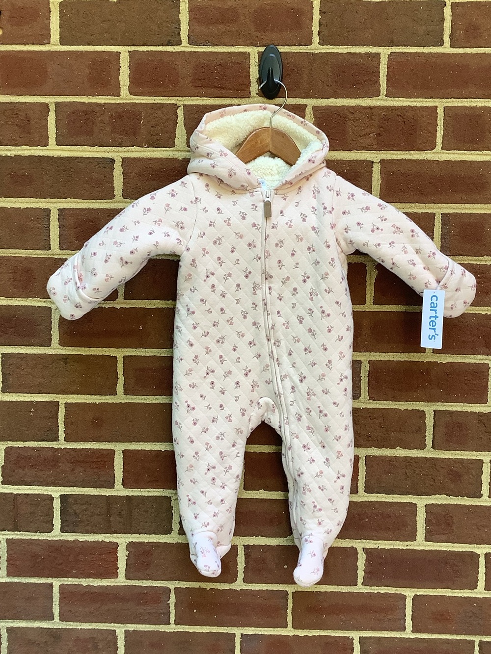 NWT Carters Bunny Pram Stroller Suit Snow Fleece Sherpa Lined 9M